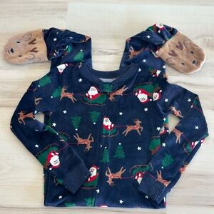 Carter's Navy Blue Santa and Reindeer Pajamas